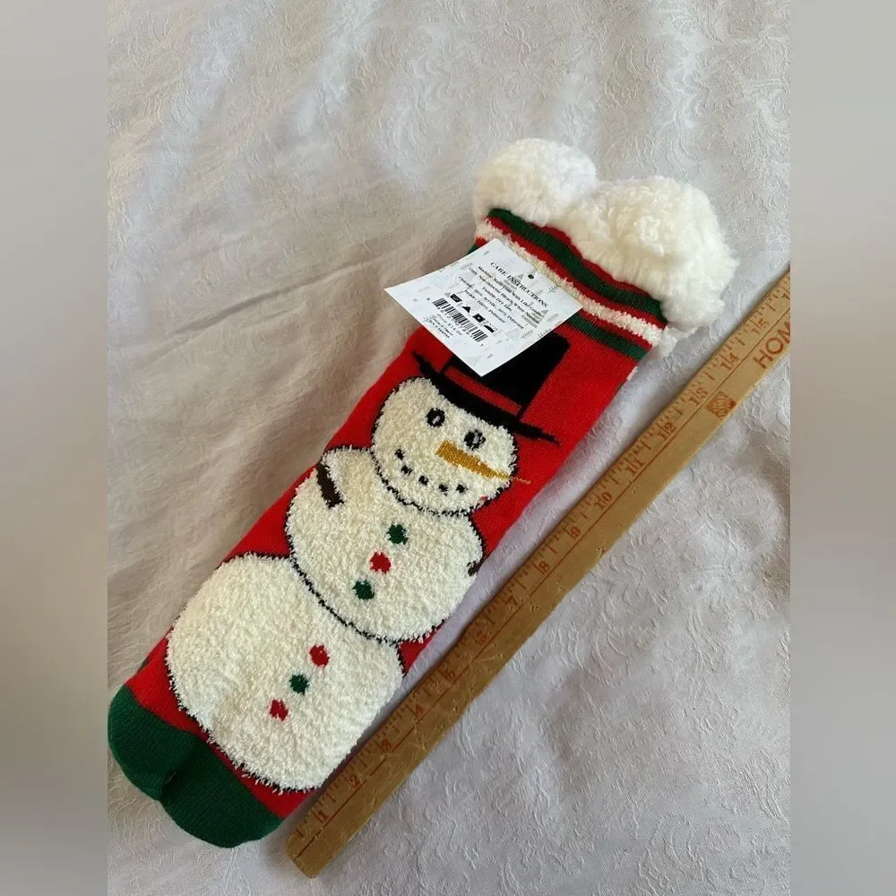 Slipper Socks Cozy Hub Christmas Collection Holiday Snowman Women’s Size 9-11
